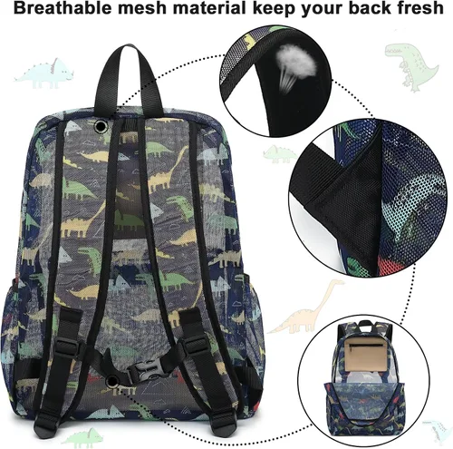 Vista 5 de CAMTOP Mochila de malla para niños y niñas, mochila transparente para preescolar, mochila casual para escuela, playa, viajes, deportes, Azul