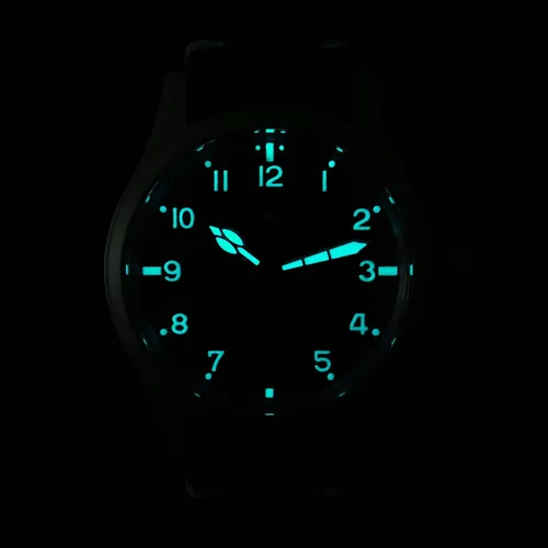 Vista 5 de Militado D12 Reloj militar para hombre VD78 cuarzo cristal de zafiro C3 súper luminoso 1.417 in dial estilo militar relojes de vestir, 100M
