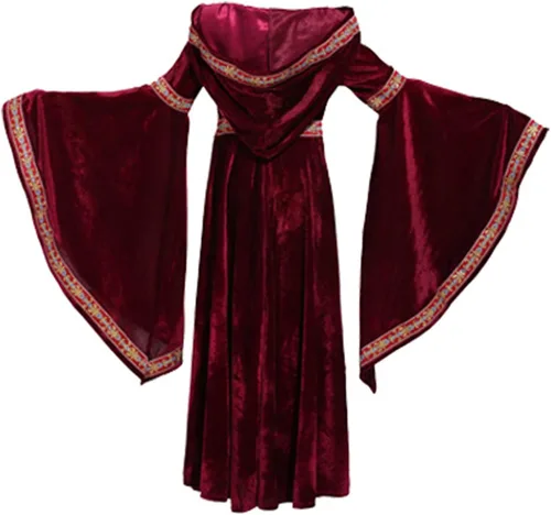 Vista 6 de RABISS Disfraz de princesa medieval con capucha para niños, disfraz de feria renacentista, disfraz de niña