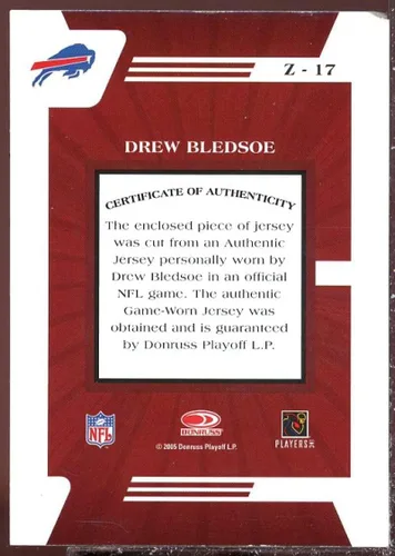 Vista 2 de Drew Bledsoe Card 2005 Zenith Z-Jerseys #17