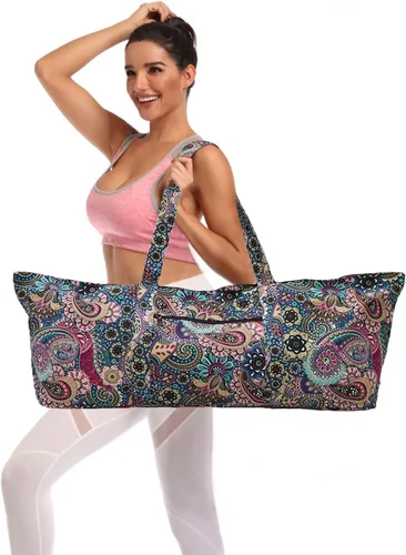 Vista 7 de IwIeIaIrI Yoga Mat Bag Cylinder for Women with Large Zipper Pocket Equipped with Storage Pocket, Polyester Material, Holds Yoga Essentials. Ideal