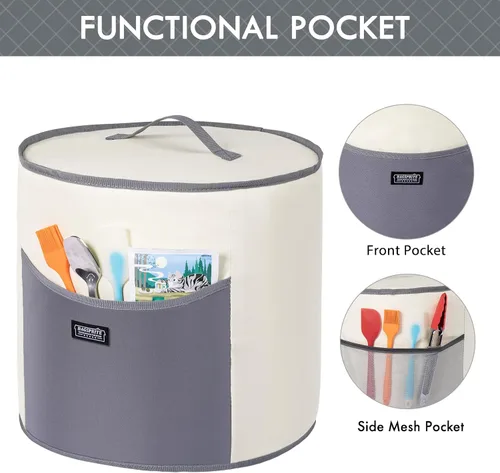 Vista 6 de BAGSPRITE Cubierta antipolvo compatible con Instant Pot 6 cuartos de galón, cubierta aislada para olla a presión con bolsillos para accesorios