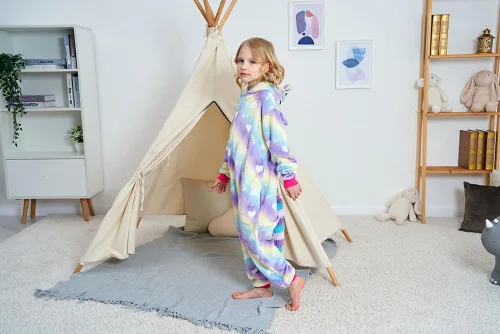 Vista 46 de Pijama de unicornio unisex para niños, enteritos para disfraz, Halloween