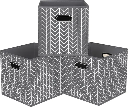 Vista 55 de Cubos de almacenamiento plegables negros, caja de almacenamiento de tela, cestas organizadoras con asas dobles para organizador del hogar (negro)