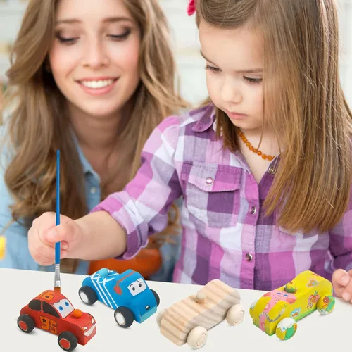Vista 7 de WANTKA Coches de madera sin terminar, manualidades de madera, kit de madera para estudiantes, actividades familiares, kit de manualidades para niños