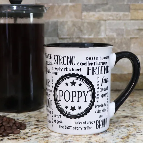 Vista 5 de Cottage Creek Tazas de café de cerámica Taza grande de amapola de 16 onzas Regalo ideal para abuelo, papá y papá para el día del padre