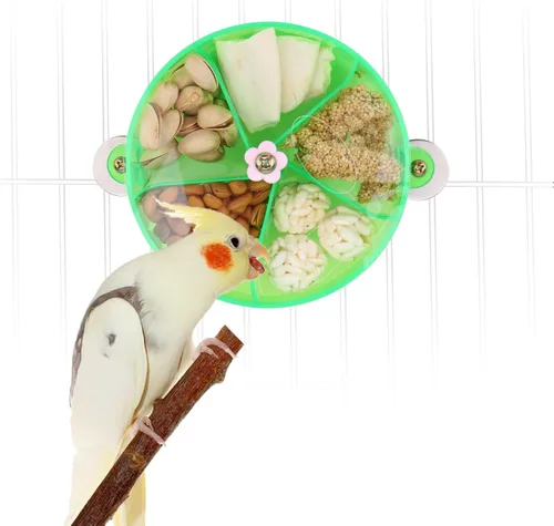 Vista 11 de Bird Creative Foraging System Wheel Seed Food Ball Rotate Training Toy para loros pequeños y medianos Periquitos Cacatúa Conure (azul)