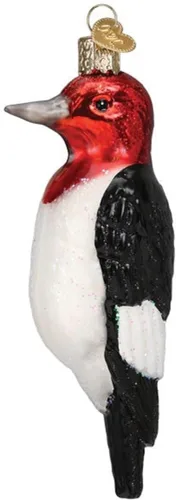 Vista 15 de Old World Christmas Adorno de cristal soplado de jilguero americano para árbol de Navidad, decoración navideña artesanal, colección de observadores