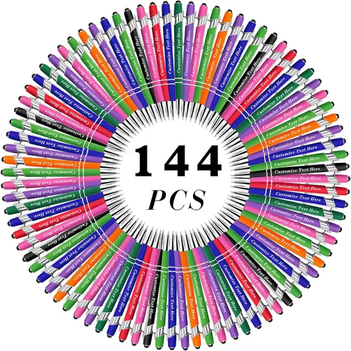 Vista 77 de Bolígrafos personalizados a granel con punta de lápiz capacitivo, 12 bolígrafos personalizados con logotipo de mensaje con nombre, bolígrafos