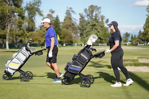 Vista 8 de PARADAX Bolsa de golf todo en uno A1-1 - Carrito integrado dentro de la bolsa. El carrito se esconde dentro de la bolsa de golf en cuestión