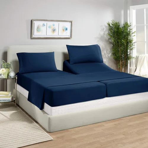 Vista 23 de Juego de sábanas de lujo Juego de cama de lujo, bolsillo extra profundo Juego de sábanas ajustable, sábana de arriba y 2 fundas de almohada, ropa
