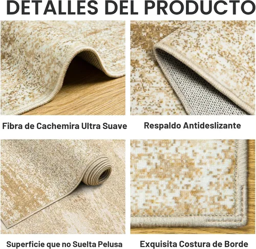 Vista 4 de Area Rugs - Alfombra para sala de estar, 4 x 6, lavable, moderna, abstracta, suave, neutra, antideslizante, grande para interiores, resistente a