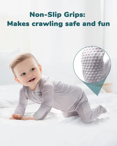 Vista 7 de SnuggleFlex - Pijama con pies para bebé con puños de manopla, rayón de bambú suave