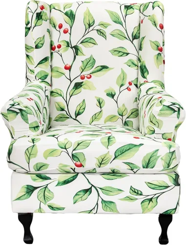 Vista 16 de NILUOH Funda para silla Wingback, 2 piezas, fundas elásticas de elastano para silla con respaldo de ala, funda lavable para sillones con respaldo