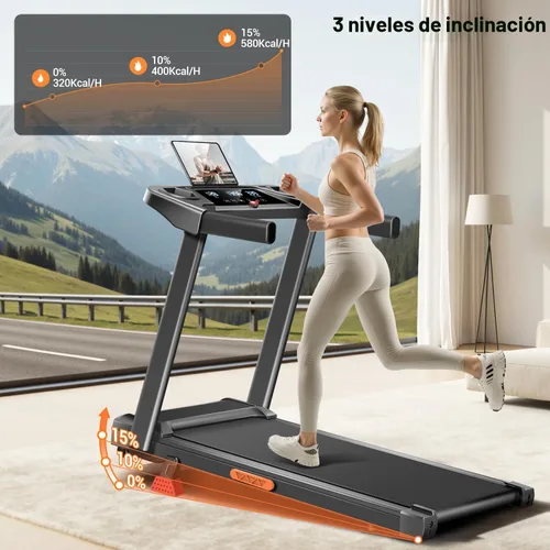 Vista 2 de LONTEK Folding Treadmill with 15% Incline, 3 in 1 Foldable Walking Pad Compact, Portable, Under Desk, for Home Office, 6.2MPH Speed, 2.5HP Quiet