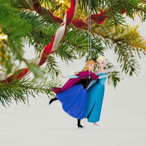 Vista 6 de Hallmark Keepsake Disney - Adorno navideño de princesa 2023, 10 aniversario de Frozen Two Sisters, One Heart