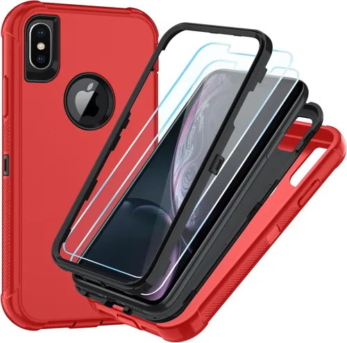 Vista 16 de SunStory Funda compatible con iPhone Xs/X con protector de pantalla HD, 3 capas de alta resistencia de cuerpo completo, funda protectora híbrida 3