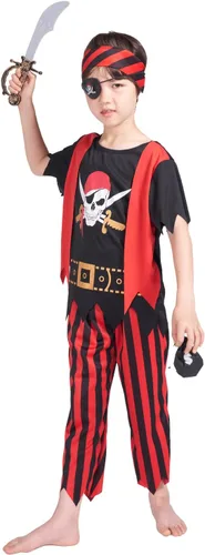 Vista 4 de Lingway Toys Disfraz de pirata para niños, juego de rol de pirata