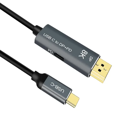 Vista 8 de Cable USB C a DisplayPort con adaptador de carga rápida PD de 100 W 8K @60Hz-Thunderbolt 3/4 a DP Cable 4K a 240Hz compatible con iPhone 15 M1/M2