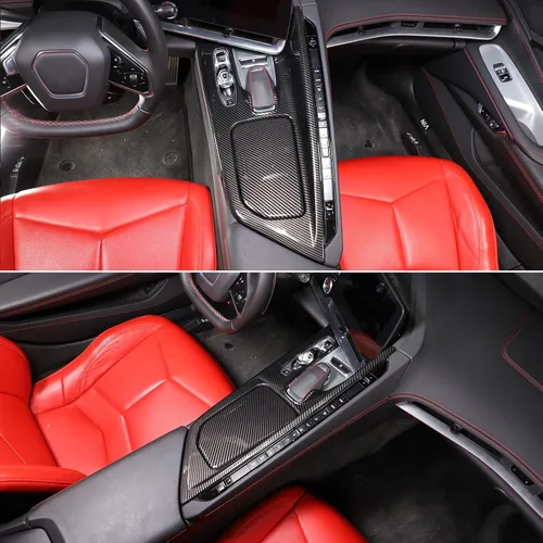 Vista 7 de CHEAYAR Cubierta de panel de palanca de cambios compatible con Chevrolet Corvette C8 2020-2023, decoración de panel de palanca de cambios