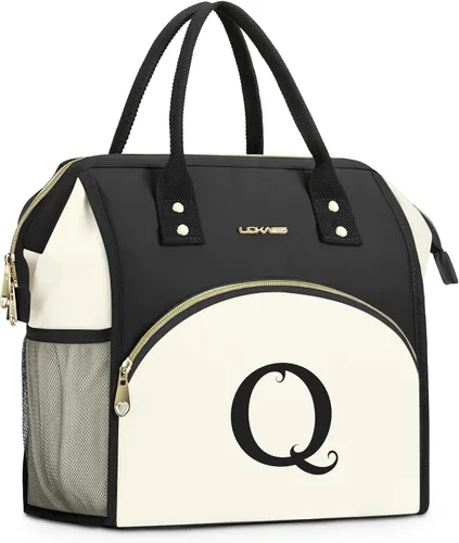 Vista 25 de Bolsa de almuerzo personalizada para mujer, elegante, reutilizable, aislada, con iniciales, para amiga, grande, de apertura ancha, resistente al