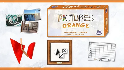 Vista 2 de Rio Grande Games Pictures - Juego de mesa de expansión naranja para la familia, juegos de fiesta creativos con 55 cartas nuevas, juego para mayores