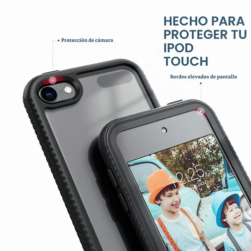 Vista 2 de ULAK Funda compatible con iPod Touch de 7ª/6ª/5ª generación con 2 protectores de pantalla HD, resistente a los golpes, 2 en 1, cubierta trasera Negro