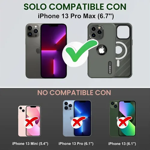 Vista 6 de WINTONG Funda magnética compatible con iPhone 13 Pro Max de 6.7 pulgadas, protección de cuerpo completo, resistente a prueba de golpes, funda rígida