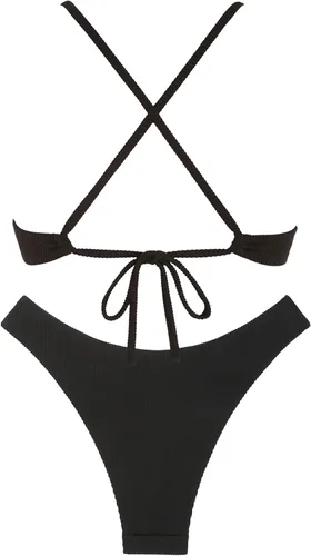 Vista 2 de ZAFUL Bikini de corte alto con aros para mujer, traje de baño de dos piezas