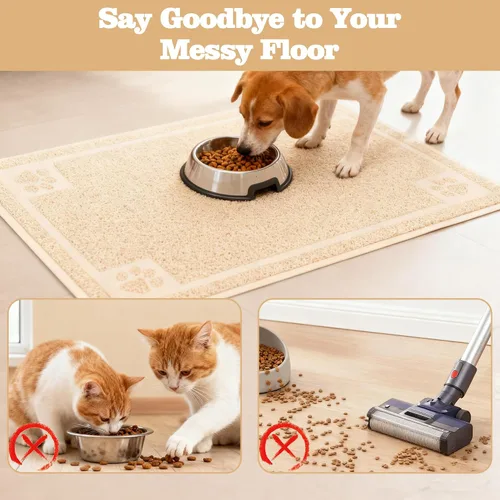 Vista 5 de Darkyazi Tapete de alimentación para mascotas grande para perros y gatos, 24 x 36 pulgadas, flexible y fácil de limpiar, lo mejor para tapete