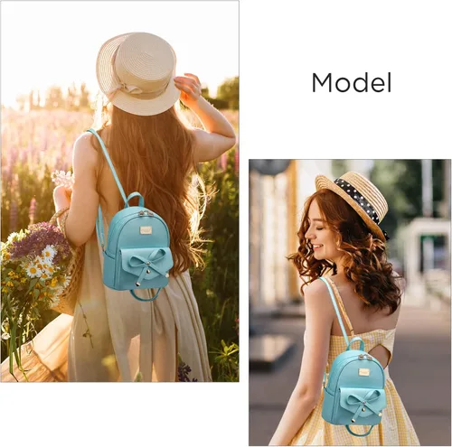 Vista 7 de Bonita mochila de piel con lazo para mujer