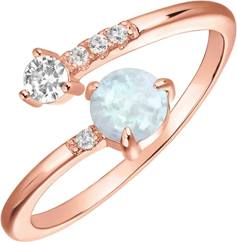 Vista 25 de PAVOI 14K Gold Plated Adjustable Created Opal Rings - Stacking Rings for Women