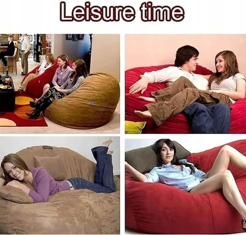 Vista 6 de (Solo funda, sin relleno) Funda para silla de puf de piel gigante para niños y adultos, muebles de sala de estar, grande, redondo, suave, esponjoso