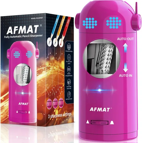 Vista 7 de AFMAT - Sacapuntas eléctrico de robot para lápices de colores de 7-11.5mm, entrada y salida automática, recargable totalmente automático sin manos