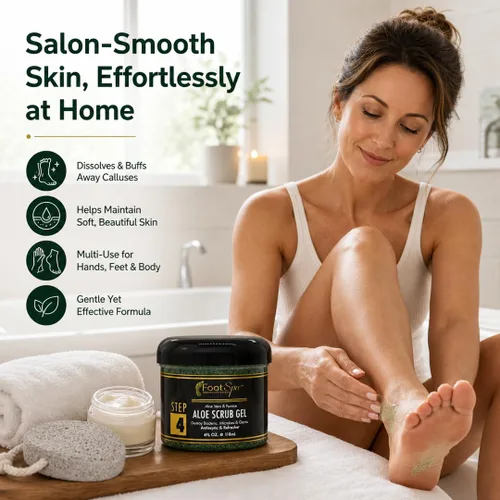 Vista 3 de FOOT SPA - Gel exfoliante de 4 onzas, para manicura, pedicura y exfoliante corporal con infusión de aloe vera y ácido salicílico, brillo, pulido