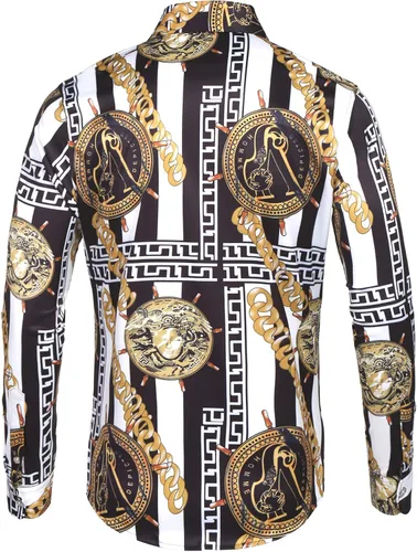 Vista 3 de Pacinoble - Camisa de vestir de manga larga para hombre, diseño de lujo, moderna y estampada.