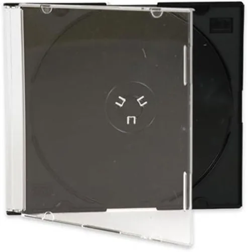 Vista 2 de Maxtek Estuche para CD transparente ultradelgado de 0.205 in con bandeja negra integrada, paquete de 50 unidades.
