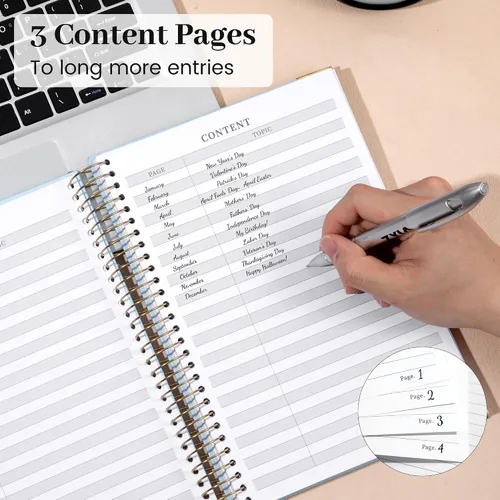Vista 2 de Yoment Cuaderno de espiral B5 con bolsillos para carpeta, 200 páginas de tapa dura, diario de rayas universitarias, papel grueso de 3.53 oz/m²