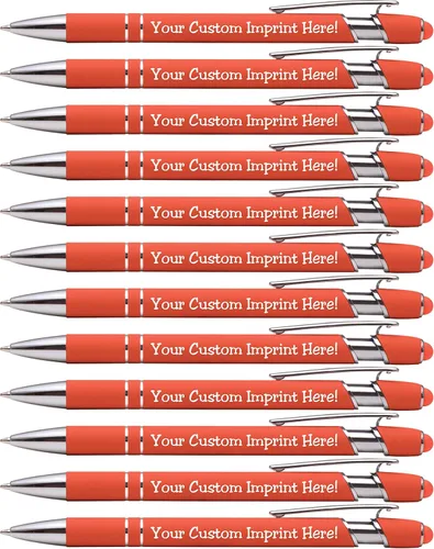 Vista 9 de ExpressDesigns™ - Bolígrafos personalizados premium con lápiz óptico Ráfaga de color Bolígrafos personalizados con nombre impreso de metal suave