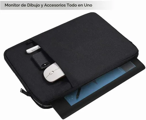 Vista 3 de Funda portátil para tableta de dibujo para HUION KAMVAS 13/Inspiroy 2 L/H1060P/H950P, XP-Pen Deco 01 V3, negro