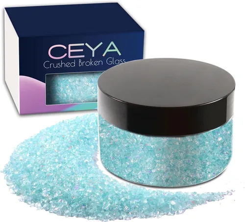 Vista 19 de Ceya - Conjunto de purpurina de vidrio irregular triturado en 32 colores, 640g/ 22.6 oz, chips de cristal metálico roto de 2-4mm, purpurina gruesa