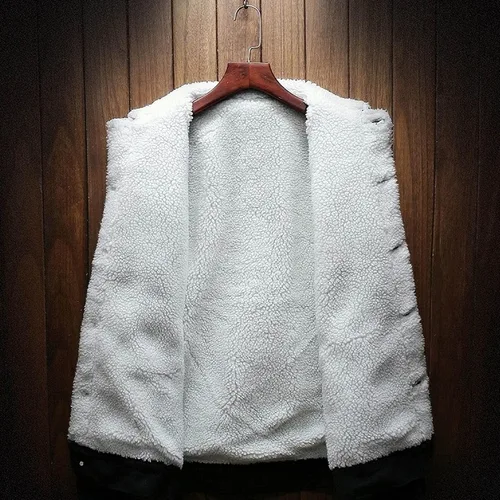Vista 2 de METAXAS Abrigos de vaquero para hombre, con forro de sherpa, forro polar, chaqueta de camionero casual, cortavientos, chaqueta cálida, bolsillo