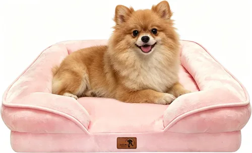 Vista 64 de Spotted Play Cama ortopédica para perros con lados, sofá cama para perros pequeños, sofá cama de espuma de apoyo para mascotas con funda extraíble