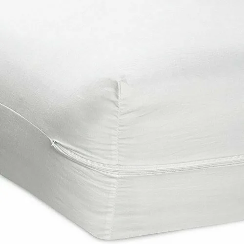 Vista 5 de Protector de colchón impermeable con cremallera de tela que protege de derrames y manchas, bolsillo profundo de 12 pulgadas, transpirable y cómodo