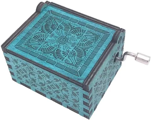 Vista 17 de Youtang Amelie Caja de Música de Manivela Caja Musical Tallada de Madera, Toca la Canción Temática de Amelie, Azul