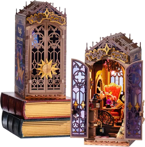Vista 10 de Rolife Kits de rincón de libros para adultos, parque de atracciones de cuento de hadas, rompecabezas de madera 3D para decoración de estanterías