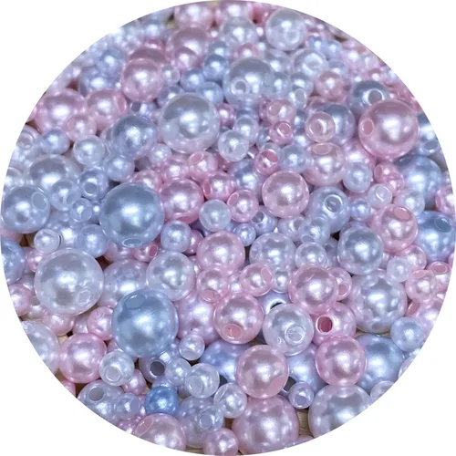 Vista 15 de Cuentas de perlas mixtas de 30 a 0.315 in, perlas redondas sueltas de satén, cuentas de plástico para hacer joyas, aretes, pulseras, collares