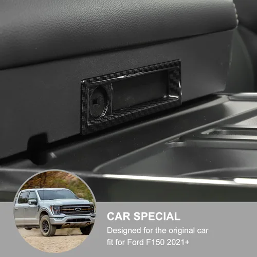 Vista 2 de Jimen Compatible con Ford F150 2021-2023, consola central reposabrazos caja interruptor botón cubierta marco (fibra de carbono)