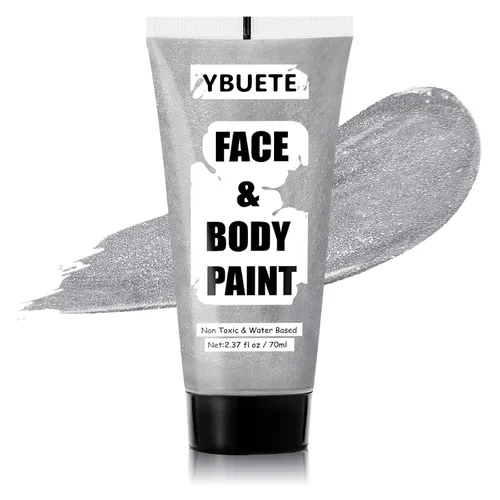 Vista 25 de YBUETE Pintura facial corporal a base de agua blanca para calavera Cosplay Blanco