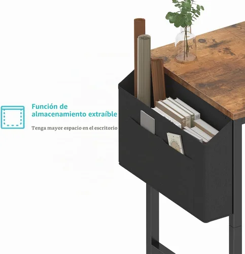 Vista 5 de Lufeiya - Escritorio pequeño para espacios pequeños, escritorio de 32 pulgadas para niñas, para dormitorio, escritorio de estudio y escritura Marrón